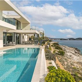3 x 5 bedroom seafront villa with heated infinity pool near Rogoznica, sleeps 10
